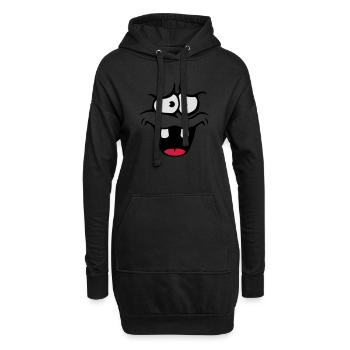 Visage anxieux de bande dessinée anxieux - Sweat-shirt à capuche long Femme - noir - Devant