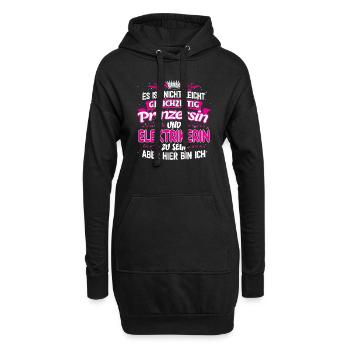 ELEKTRIKERIN - gleichzeitig Prinzessin - Hoodie-Kleid - Schwarz - Vorne