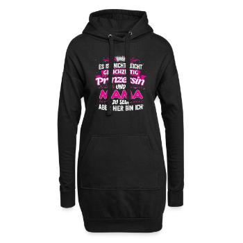 MAMA - gleichzeitig Prinzessin - Hoodie-Kleid - Schwarz - Vorne