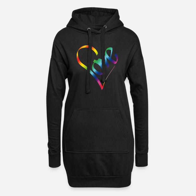 Rainbow Love - Hoodie-Kleid - Schwarz