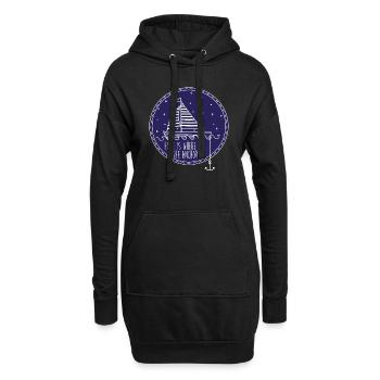 sailboat - Hoodie Dress - black - Front