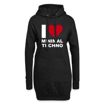 I LOVE MINIMAL TECHNO - Sweat-shirt à capuche long Femme - noir - Devant