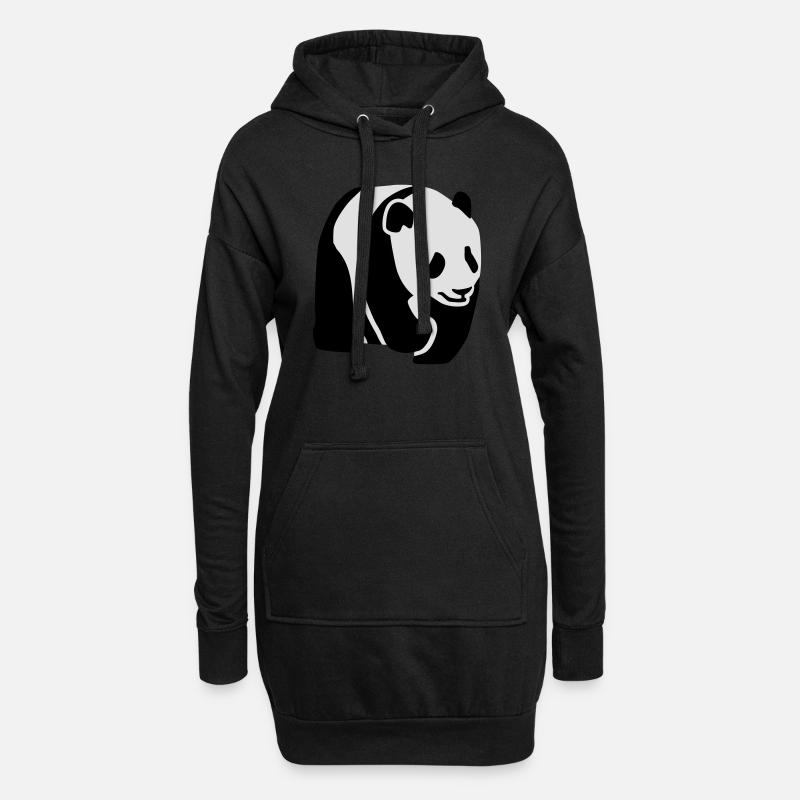 Panda - Hoodie-Kleid - Schwarz