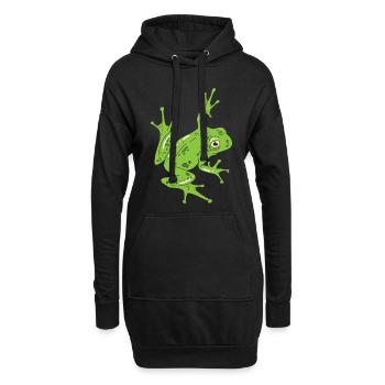Lustige Grafik Baum Frosch Teich Tier Liebhaber Geschenk - Hoodie-Kleid - Schwarz - Vorne