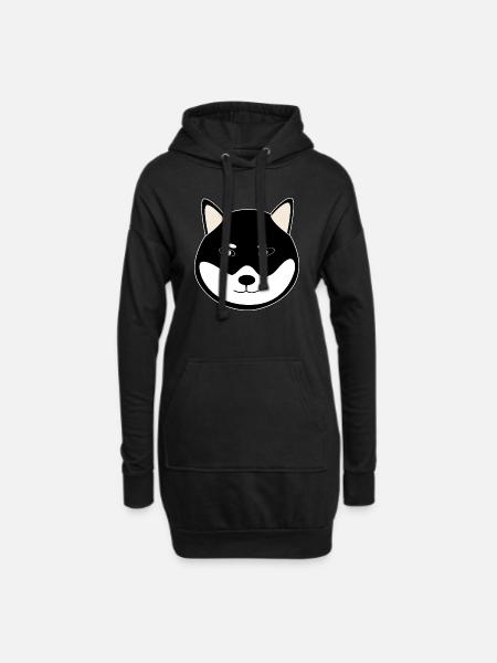 shiba inu black - Hoodie-Kleid - Schwarz