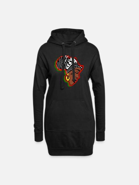 Kenia Keniaanse Vrouw Patroon Vlag Afrika Kaart - Hoodiejurk - zwart
