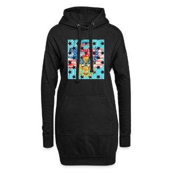USA, Sterne und Gürtel - Hoodie-Kleid - Schwarz - Vorne