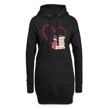 Les livres sont ma Saint-Valentin - Sweat-shirt à capuche long Femme - noir - Devant