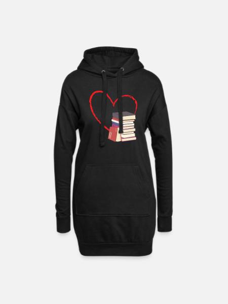 Bücher sind mein Valentinstag - Hoodie-Kleid - Schwarz