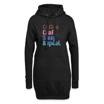 Manger, dormir, café, répéter - Sweat-shirt à capuche long Femme - noir - Devant