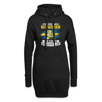 Ich Muss Nach Schweden Die Fische Vermissen Mich - Hoodie-Kleid - Schwarz - Vorne