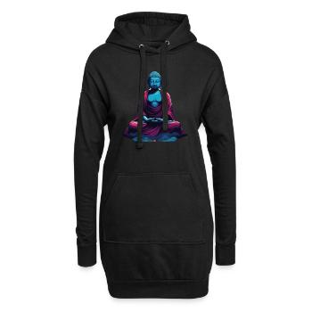 Bouddha bleu dans la méditation contemplation dualité - Sweat-shirt à capuche long Femme - noir - Devant