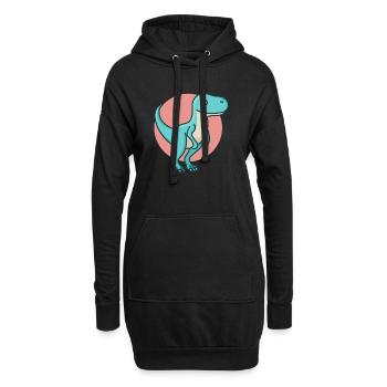 hugadino Velociraprot, Dino, süßer Dinosaurier - Hoodie-Kleid - Schwarz - Vorne