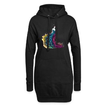 fashion designer paon - Sweat-shirt à capuche long Femme - noir - Devant