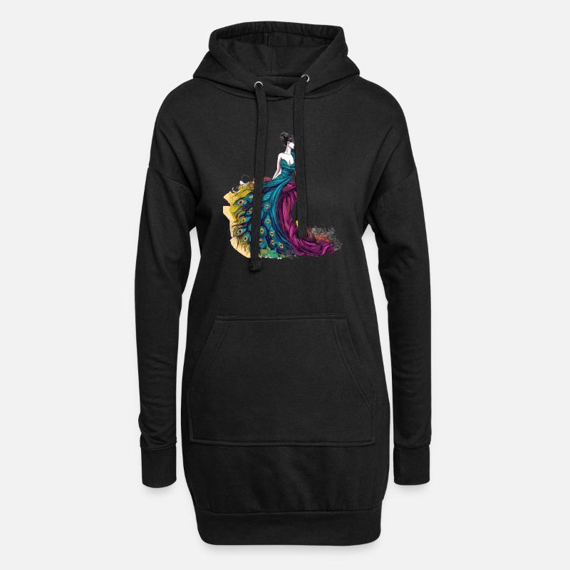 Peacock Modedesigner - Hoodie-Kleid - Schwarz