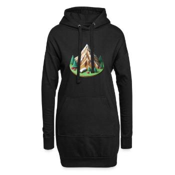 camping montagne - Sweat-shirt à capuche long Femme - noir - Devant