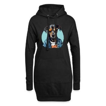 Streetstyle-Hund | Hundeliebhaber - Hoodie-Kleid - Schwarz - Vorne