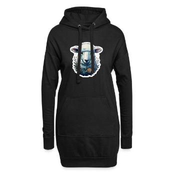 Schaf - Hoodie-Kleid - Schwarz - Vorne