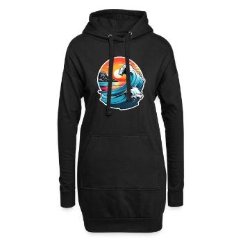 vague - été - vacances - Sweat-shirt à capuche long Femme - noir - Devant