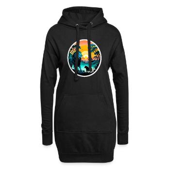lion, lionceau et jungle - Sweat-shirt à capuche long Femme - noir - Devant