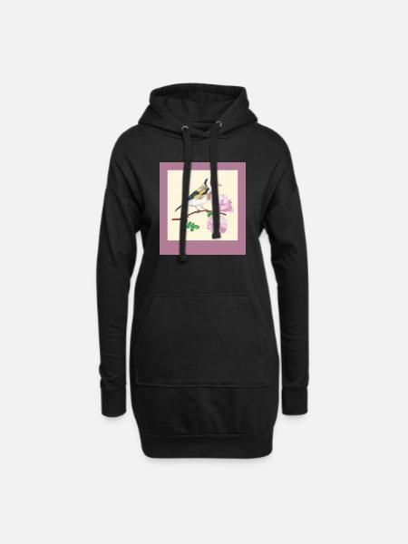 240102 Vogel 3 - Hoodie-Kleid - Schwarz