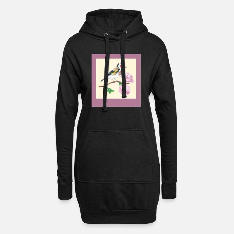 240102 Vogel 3 - Hoodie-Kleid - Schwarz
