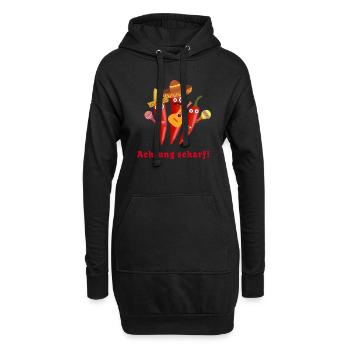chilli, chilli familie,karneval,Mexikaner - Hoodie-Kleid - Schwarz - Vorne