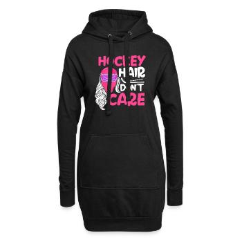 Hockey Hair Don't Care - Ice Sports Female Hockey - Hoodie Dress - black - Front