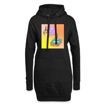 Musikblüte Blumen Surreale Musik Liebhaber Design - Hoodie-Kleid - Schwarz - Vorne