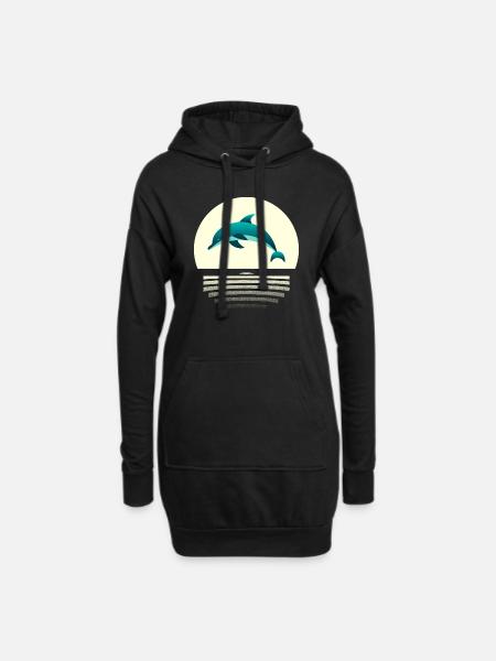 Delfin im Sprung - Hoodie-Kleid - Schwarz