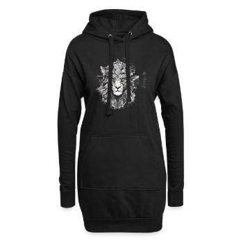 Majestätischer Löwe – Künstlerisches Tribal Design - Hoodie-Kleid - Schwarz - Vorne