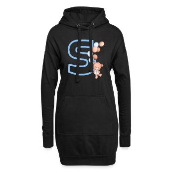 Lettre s bleue ours - Sweat-shirt à capuche long Femme - noir - Devant