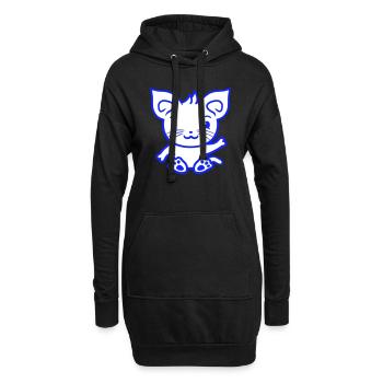chat mignon agitant heureux souriant chaton amusant - Sweat-shirt à capuche long Femme - noir - Devant