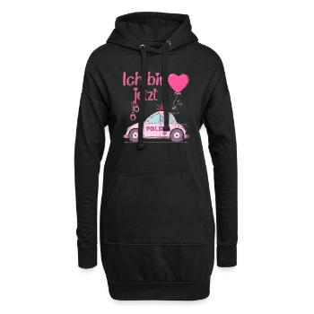 Polizeiauto Ich bin jetzt Geburtstag Rosa - Hoodie-Kleid - Schwarz - Vorne