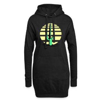 Cactus, désert, coucher de soleil, soir, nuit, cactus - Sweat-shirt à capuche long Femme - noir - Devant