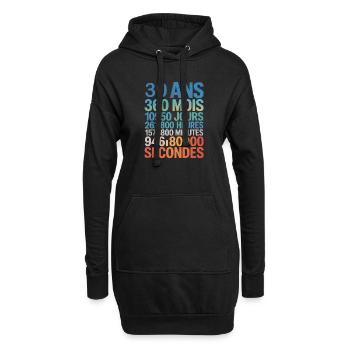 30 Ans, 360 Mois, 10 950 Jours, Presque 1 Milliard - Hoodie-Kleid - Schwarz - Vorne
