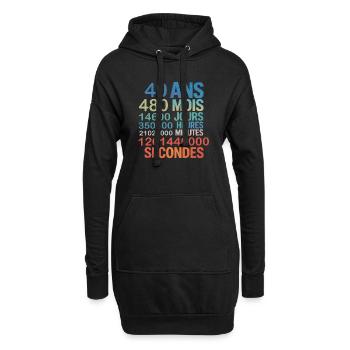 40 Ans – 480 Mois, 14600 Jours...Secondes - Hoodie-Kleid - Schwarz - Vorne