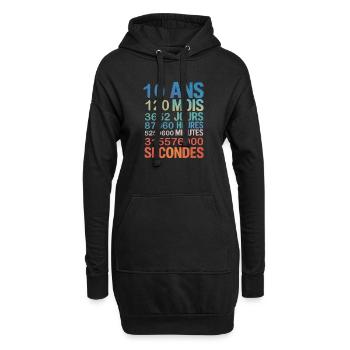10 Ans – Compte à Rebours de la Vie en Secondes - Sweat-shirt à capuche long Femme - noir - Devant