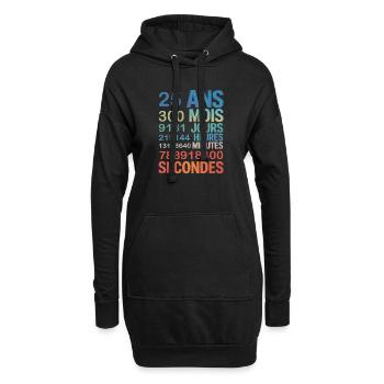 25 Ans de Vie – Un Quart de Siècle en Chiffres - Hoodie-Kleid - Schwarz - Vorne