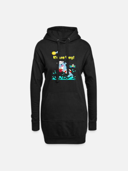 Dolphin With a Cyber Citrus Coffee Vibe: Kawa Yay - Hoodie Dress - black