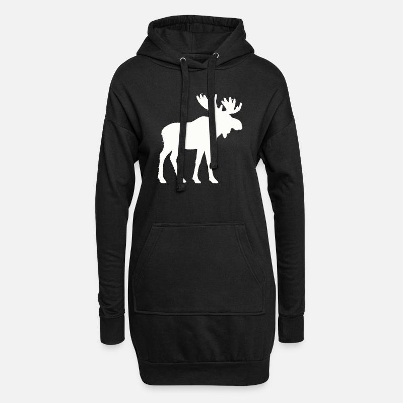 elch - Hoodie-Kleid - Schwarz