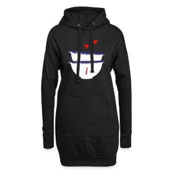 Lettre I bols breton - Sweat-shirt à capuche long Femme - noir - Devant