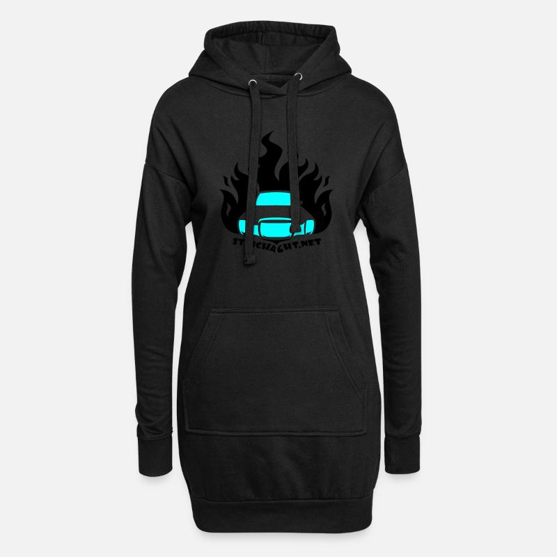 /8 Flame01 2C - Hoodie-Kleid - Schwarz