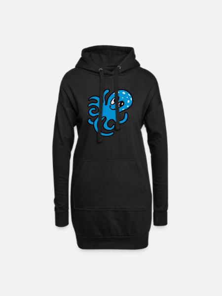 Krake - Tintenfisch 3 - Hoodie-Kleid - Schwarz