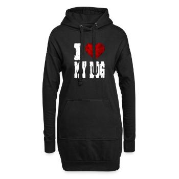 j'aime mon chien amour exigeant cœur aimant - Sweat-shirt à capuche long Femme - noir - Devant