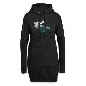 Elch Camping Jäger Naturfreund T-Shirt Geschenk - Hoodie-Kleid - Schwarz - Vorne