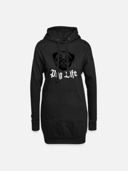 Pug Life - Hoodie Dress - black