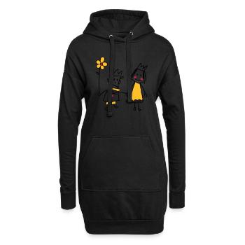 Strichmännchen verliebt Königin Blume Valentinstag - Hoodie-Kleid - Schwarz - Vorne