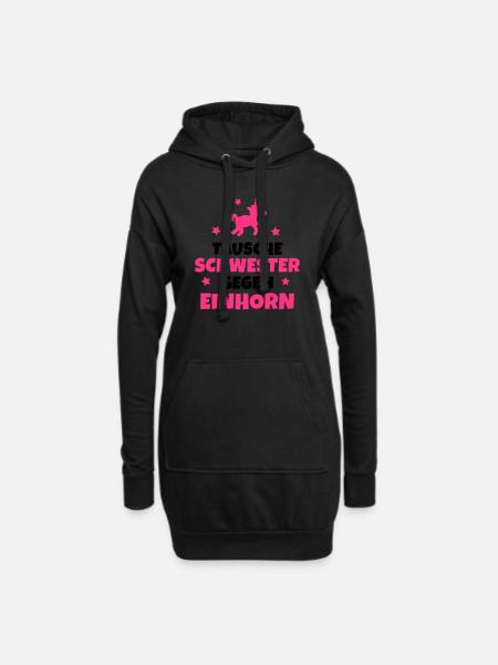 Tausche Schwester gegen Einhorn - Hoodie-Kleid - Schwarz
