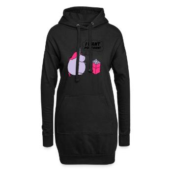 unicorn_want_popcorn_002 - Sweat-shirt à capuche long Femme - noir - Devant